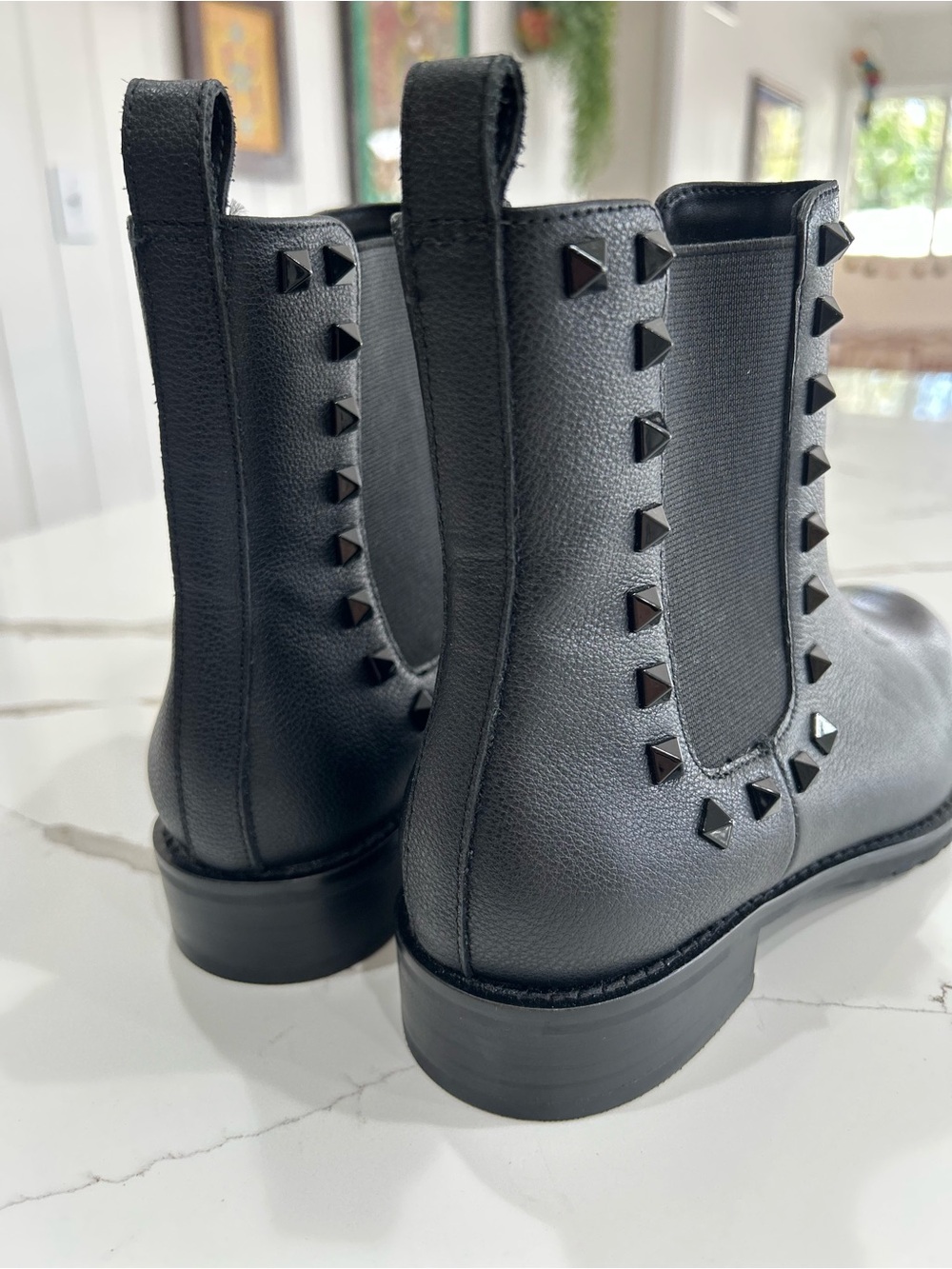 White House Black Market Black Pyramid Stud Chelsea Booties